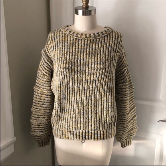 MAJE 18Maous Knitted Oversized Wool Sweater Multicolour Yellow Bell Sleeves - Picture 3 of 10